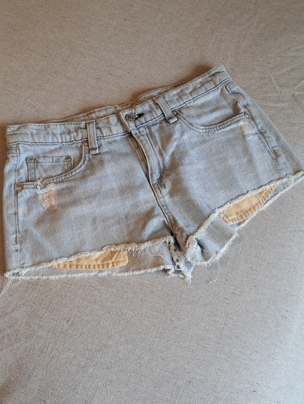 rag & bone light wash frayed denim shorts